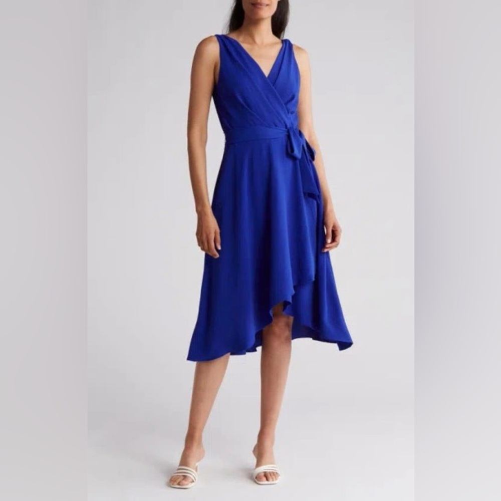 Dkny- Blue Asymmetrical‎ Fit and Flare Dress Size 16